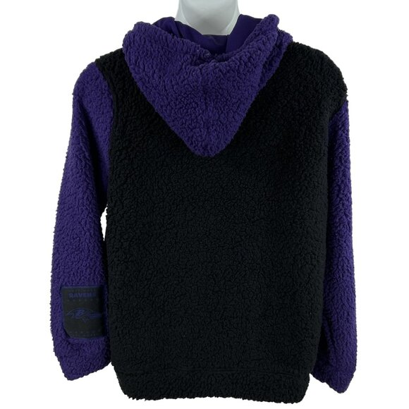 NFL Team Apparel NWT Baltimore Ravens L Sherpa Fleece Sweatshirt Black Full Zip - Picture 2 of 16